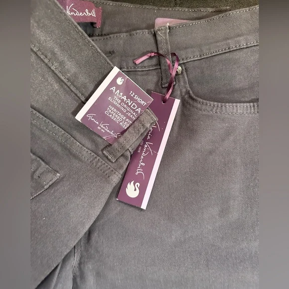 Gloria Vanderbilt Amanda dark gray jeans. Size 12 short. New with tags. - Picture 2 of 3
